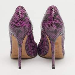 مملوكة مسبقًا حذاء كعب عالي جيمي تشو مقدمة مدببة أنوك جلد لاع وغليتر ذهبي مقاس 39