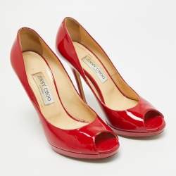 Pre Owned حذاء كعب عالي جيمي تشو إيفلين جليتر أسود مقدمة مفتوحة مقاس 39