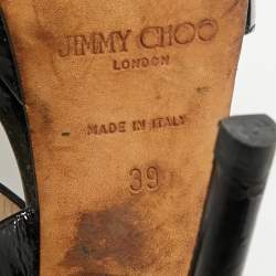 مملوكة مسبقًا Jimmy Choo Louise Size 39 Black Patent Leather Ankle Strap Sandals