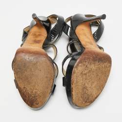 مملوكة مسبقًا Jimmy Choo Louise Size 39 Black Patent Leather Ankle Strap Sandals