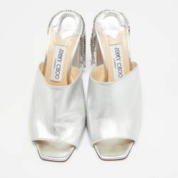 مملوكة مسبقًا حذاء ميول جيمي تشو بايا جلد فضي مقاس 38