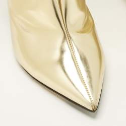 Pre Owned Jimmy Choo HURLEY 100 Size 37.5 Gold Leather Knee Length Boots