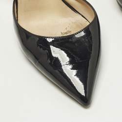 مملوكة مسبقًا صندل جيمي تشو جلود لامع أسود بكعب مفتوح مقاس 36