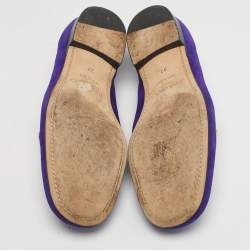 مملوكة مسبقًا Jimmy Choo Size 37 Purple Suede Penny Loafers