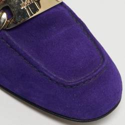 مملوكة مسبقًا Jimmy Choo Size 37 Purple Suede Penny Loafers