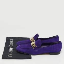 مملوكة مسبقًا Jimmy Choo Size 37 Purple Suede Penny Loafers