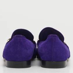 مملوكة مسبقًا Jimmy Choo Size 37 Purple Suede Penny Loafers