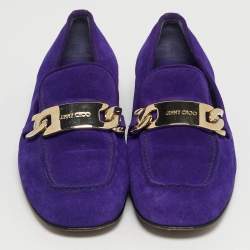مملوكة مسبقًا Jimmy Choo Size 37 Purple Suede Penny Loafers