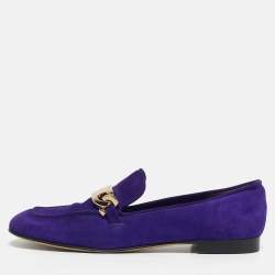 مملوكة مسبقًا Jimmy Choo Size 37 Purple Suede Penny Loafers