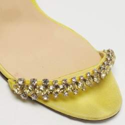 Pre Owned Jimmy Choo Shiloh 100 Size 38.5 Green Suede Ankle Strap Sandals