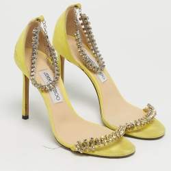 Pre Owned Jimmy Choo Shiloh 100 Size 38.5 Green Suede Ankle Strap Sandals