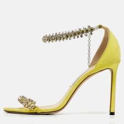 مملوكة مسبقًا صندل جيمي تشو ثيستل جلد وبراءة أسود/أخضر مقاس 37.5