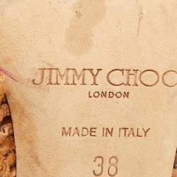 Pre Owned صندل جيمي تشو آيريس مزخرف بجلد الماكرامة بني مقاس 40