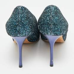 Pre Owned Jimmy Choo Anouk Size 40 Green Glitter Pointed Toe Pumps