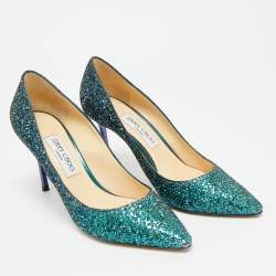Pre Owned Jimmy Choo Anouk Size 40 Green Glitter Pointed Toe Pumps