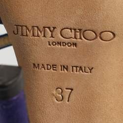مملوكة مسبقًا Jimmy Choo Size 37 Purple Satin Crystal Embellished Ankle Strap Sandals