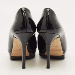 مملوكة مسبقًا حذاء كعب عالي جيمي تشو بلاتفورم جلد برّاق أسود كراون مقاس 35