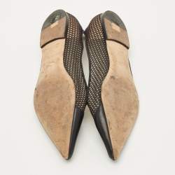 Pre Owned Jimmy Choo Love Size 40 Black Leather and Net Pointed Toe Ballet Flats