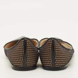 Pre Owned Jimmy Choo Love Size 40 Black Leather and Net Pointed Toe Ballet Flats