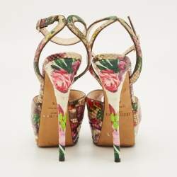 Pre Owned صندل جيمي تشو روزي جلد ذهبي بسوار عند الكاحل مقاس 37