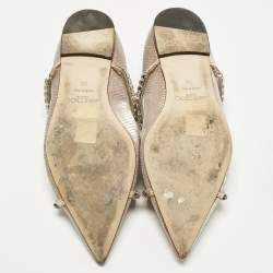 Pre Owned حذاء باليرينا فلات جيمي تشو تيلدا جلد منقوش برغندي مقاس 40