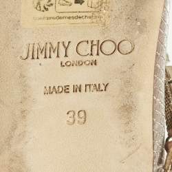 Pre Owned حذاء باليرينا فلات جيمي تشو تيلدا جلد منقوش برغندي مقاس 40