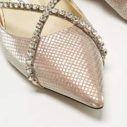 Pre Owned حذاء باليرينا فلات جيمي تشو تيلدا جلد منقوش برغندي مقاس 40