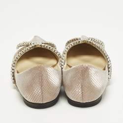 Pre Owned حذاء باليرينا فلات جيمي تشو تيلدا جلد منقوش برغندي مقاس 40