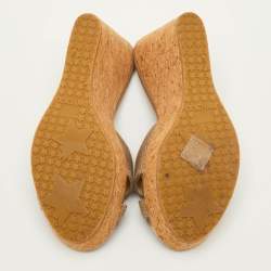 مملوكة مسبقًا Jimmy Choo Size 36 Brown Leather Cork Platform Wedge Slide Sandals