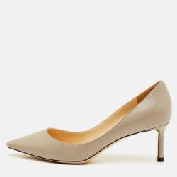 Pre Owned Jimmy Choo Romy Size 36 Light Grey Leather Pointed Toe Pumps