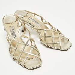 مملوكة مسبقًا صندل جيمي تشو سايلا جلد ذهبي مقاس 41