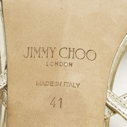 مملوكة مسبقًا صندل جيمي تشو سايلا جلد ذهبي مقاس 41