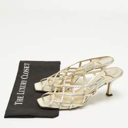 مملوكة مسبقًا صندل جيمي تشو سايلا جلد ذهبي مقاس 41
