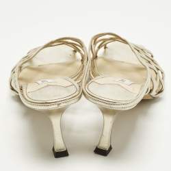 مملوكة مسبقًا صندل جيمي تشو سايلا جلد ذهبي مقاس 41