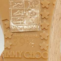 مملوكة مسبقًا صندل جيمي تشو كعب بسير لل كاحل ببردي بيج فلين مقاس 39.5