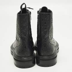 مملوكة مسبقًا حذاء بوت عسكري جلد أسود جيمي تشو كورا مقاس 41