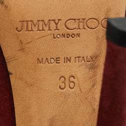 Pre Owned Jimmy Choo Kalipso Size 36 Burgundy Python Leather and Suede Cutout Ankle Length Boots