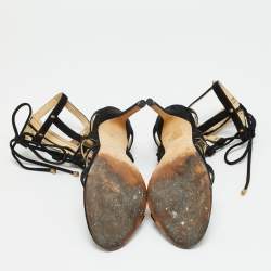 مملوكة مسبقًا Jimmy Choo Meddle Size 37.5 Black Suede Gladiator Sandals