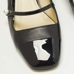 Pre Owned حذاء كعب عالي جيمي تشو إليسا ماري جين جلد وبراءة إختراع أسود مقاس 41