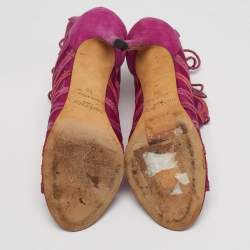 مملوكة مسبقًا حذاء بوت بطول الكاحل جيمي تشو كافيرا شبكة بنفسجية و سويدي برباط مقاس 36