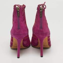 مملوكة مسبقًا حذاء بوت بطول الكاحل جيمي تشو كافيرا شبكة بنفسجية و سويدي برباط مقاس 36