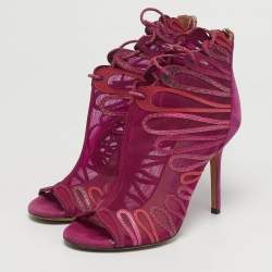 مملوكة مسبقًا حذاء بوت بطول الكاحل جيمي تشو كافيرا شبكة بنفسجية و سويدي برباط مقاس 36