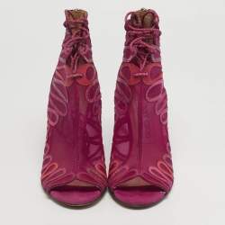 مملوكة مسبقًا حذاء بوت بطول الكاحل جيمي تشو كافيرا شبكة بنفسجية و سويدي برباط مقاس 36