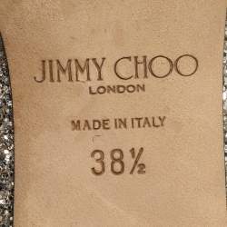 Pre Owned Jimmy Choo Elisa Size 38.5 Gold Glitter and Patent Leather Mary Jane Pumps