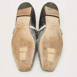 Pre Owned حذاء باليرينا فلات جيمي تشو لوف جلد أسود وشبك مقدمة مدببة مقاس 40