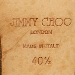 Pre Owned Jimmy Choo Size 40.5 Gold Glitter and Leather Peep Toe Ankle Strap Pumps