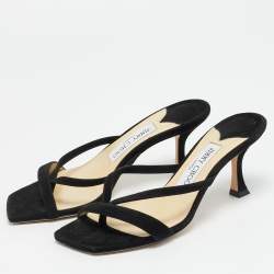 مملوكة مسبقًا صنادل جيمي تشو ماييلي سوداء من جلد السويد مقاس 36