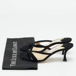 مملوكة مسبقًا صنادل جيمي تشو ماييلي سوداء من جلد السويد مقاس 36