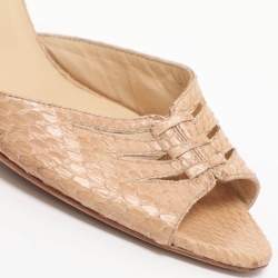 مملوكة مسبقًا Jimmy Choo Size 36.5 Beige Python Leather D'orsay Pumps