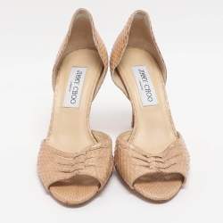 مملوكة مسبقًا Jimmy Choo Size 36.5 Beige Python Leather D'orsay Pumps